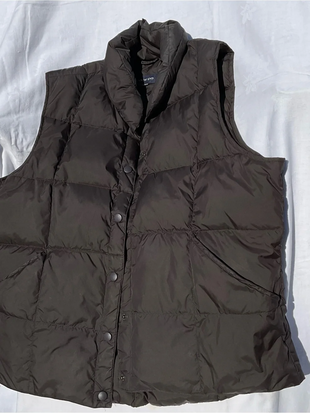 Lands' End Men's Quilted Puffer Vest - Brown